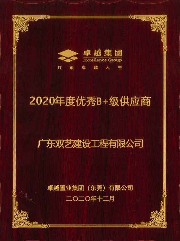 2020年度優秀B+級供應商-卓越